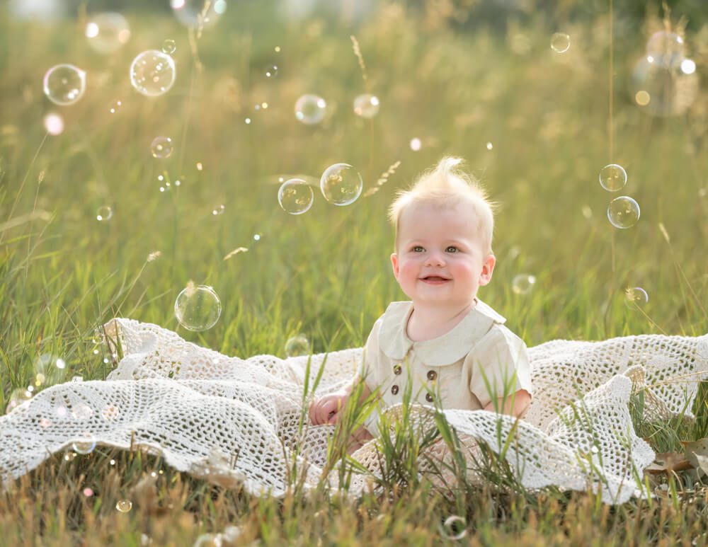 happy baby during the summer