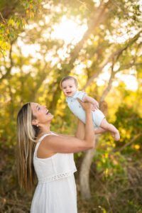 mom and happy baby