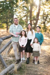 a happy family at a park