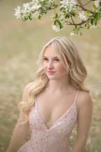 pretty model and flowers